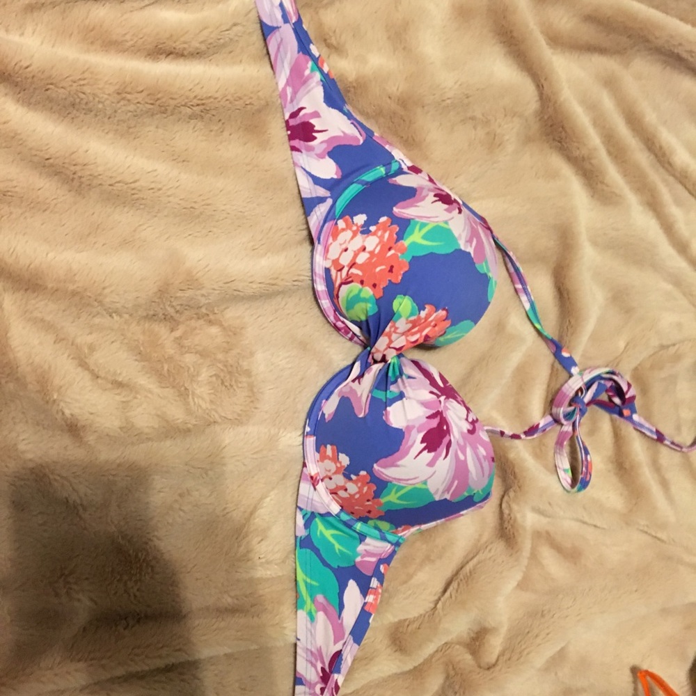 purple floral swim suit top